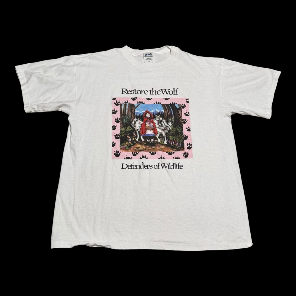 2000s Anvil Restore‎ the Wolf Red Riding Hood Died White Shirt Men's Large